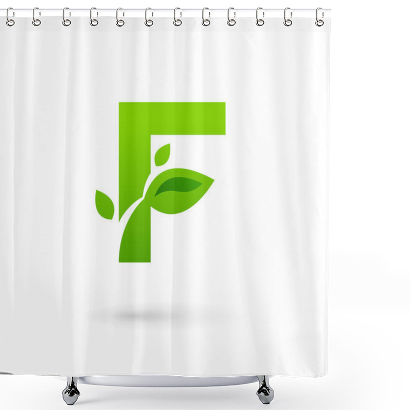 Personality  Letter F Eco Leaves Logo Icon Shower Curtains