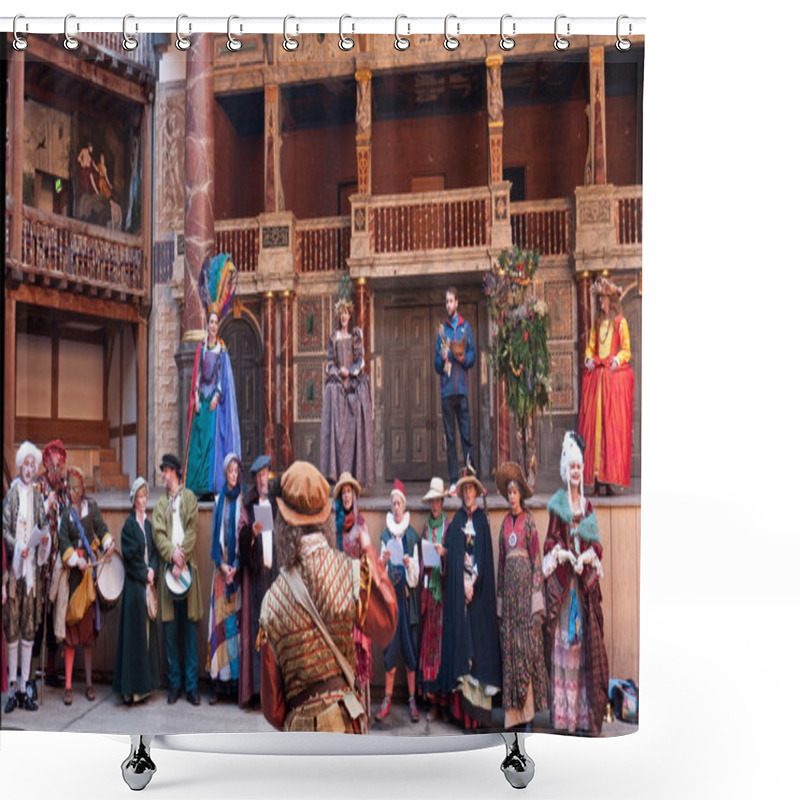 Personality  Performers In Traditional Costume In Shakespeare's Globe Theatre Shower Curtains