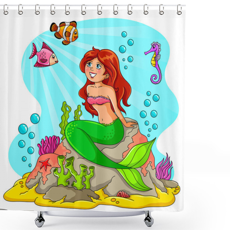 Personality  Mermaid And Friends Shower Curtains