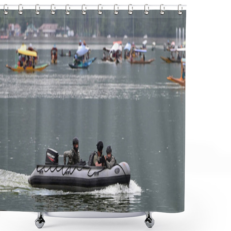 Personality  SRINAGAR INDIA MAY 17 2023 Navy S Marine Commandos MARCOS Patrol Ahead Of Upcoming G20 Meeting In Dal Lake On May 17 2023 In Srinagar India Photo By Waseem Andrabi Hindustan Times Shower Curtains