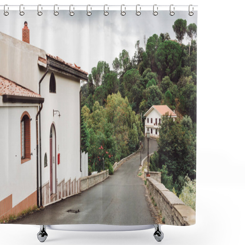 Personality  Small Houses Near Green Trees And Road In Italy  Shower Curtains