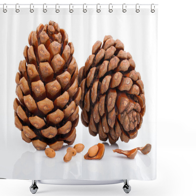 Personality  Pine Cone Isolated On White Shower Curtains