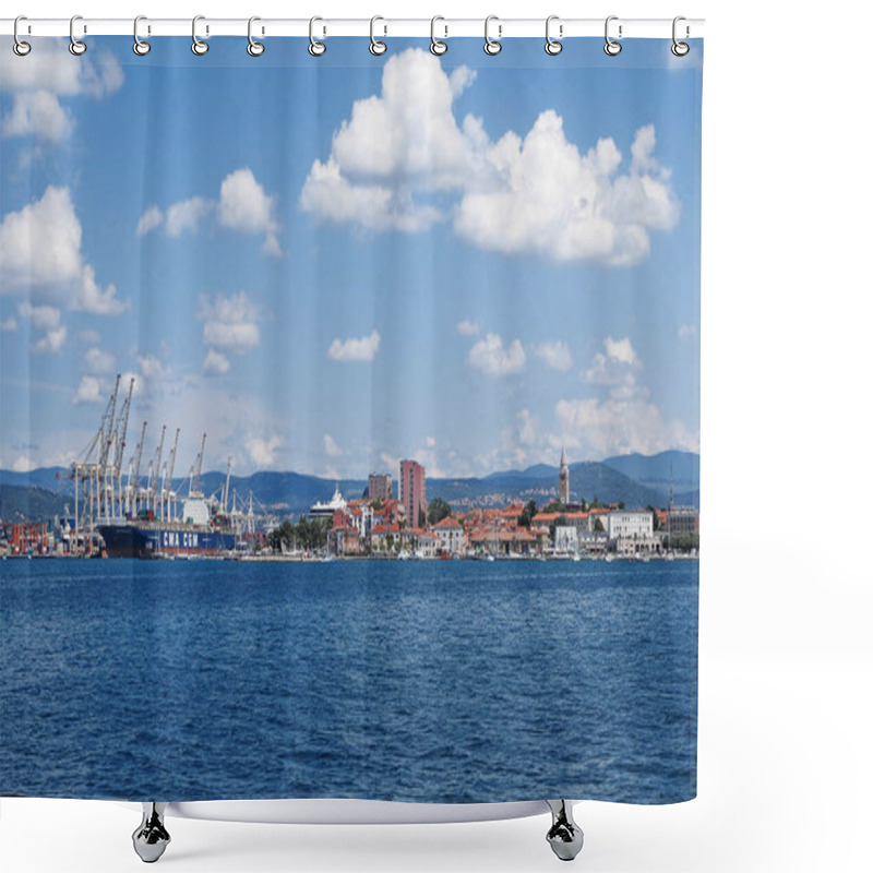 Personality  View Of Town Koper  In Slovenian Istria On The Adriatic Coast With Maritime Port Shower Curtains