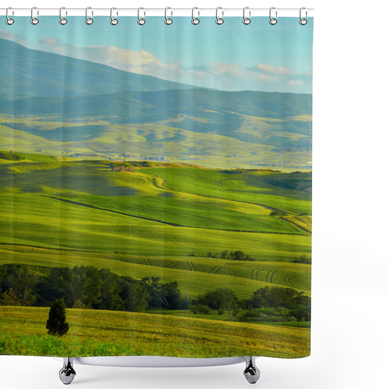 Personality  Tuscany, Rural Sunset Landscape. Shower Curtains