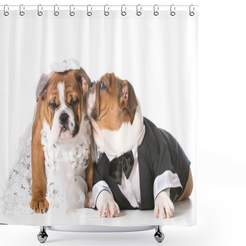 Personality  Dog Bride And Groom Shower Curtains