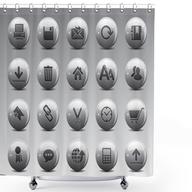 Personality  3d Grey Balls Stock Vector Web And Office Icons With Shadow In High Resolution. Shower Curtains