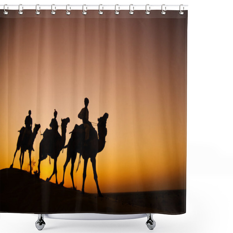 Personality  Men Riding Through Desert With Camels Shower Curtains