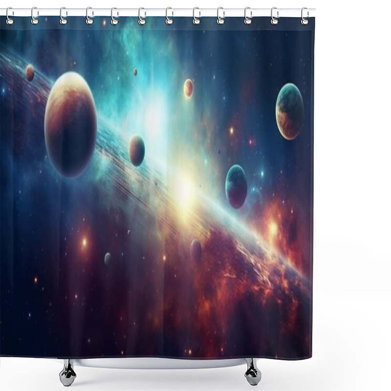 Personality  Planets With Stars, Space Galaxy Background, Background With Space And Planets, Planets In The Space With Stars Shower Curtains