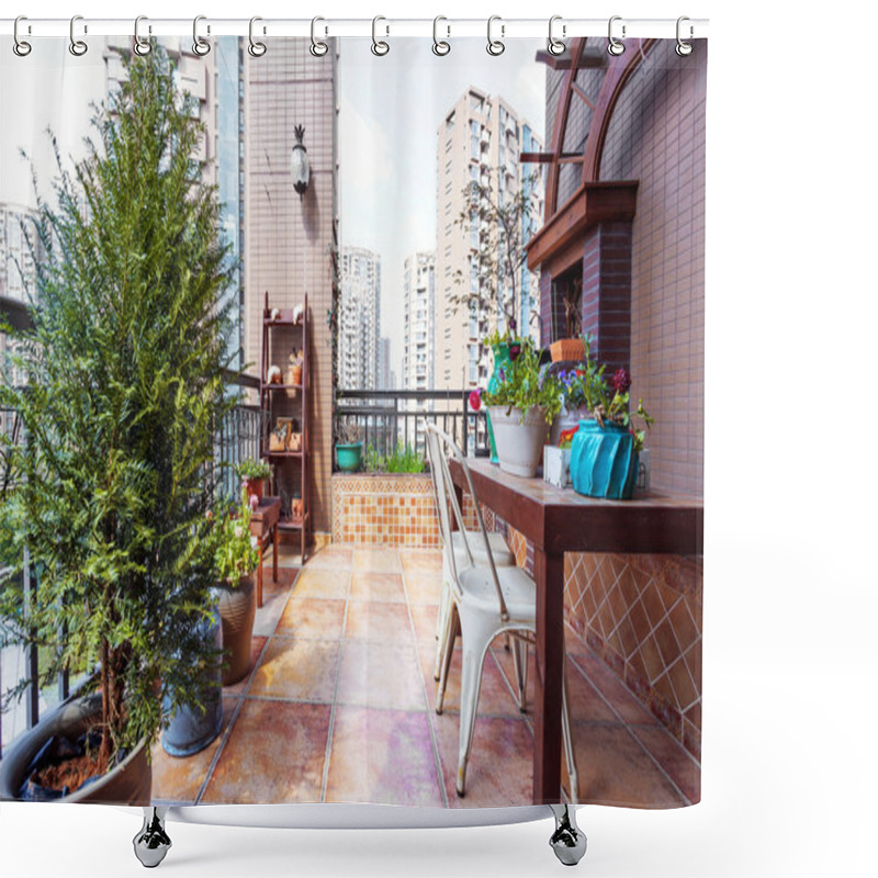 Personality  Stylish Balcony With Plants  Shower Curtains