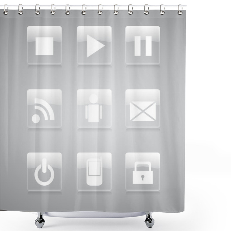 Personality  Glossy Media Buttons. Vector Shower Curtains