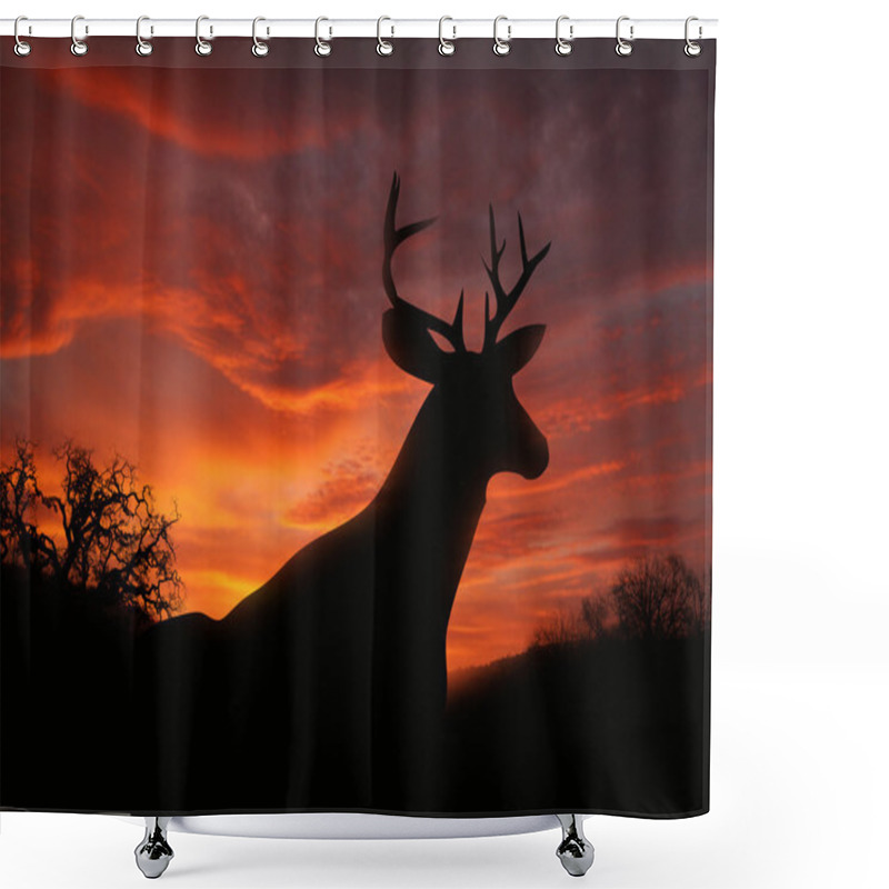 Personality  Deer On Sunset Shower Curtains