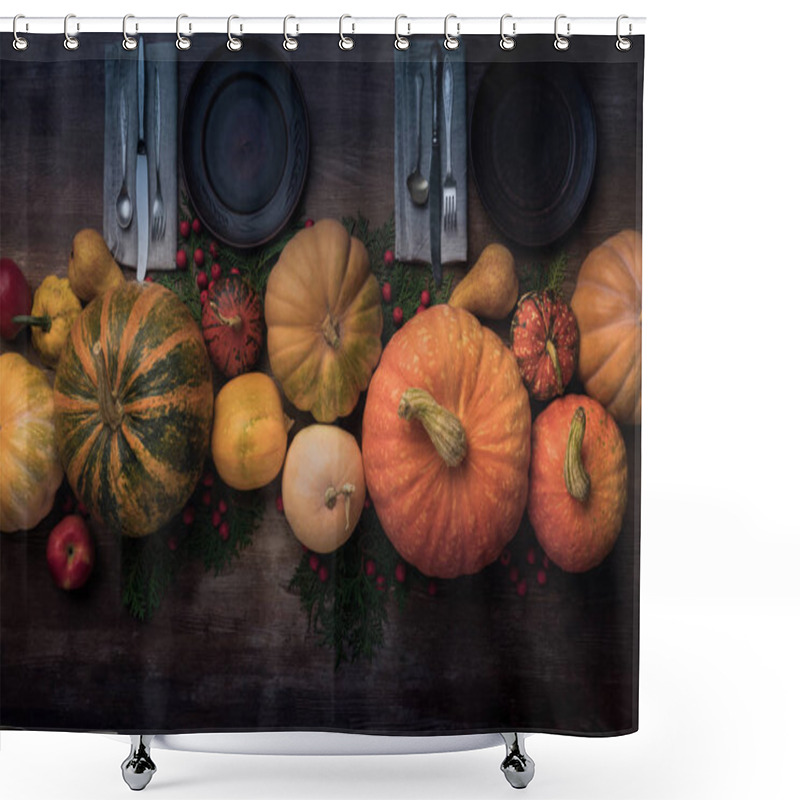 Personality  Autumnal Vegetables On Table  Shower Curtains