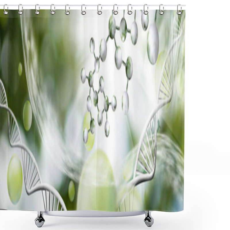 Personality  Abstract Image Of Dna Chain On Blurred Background Shower Curtains