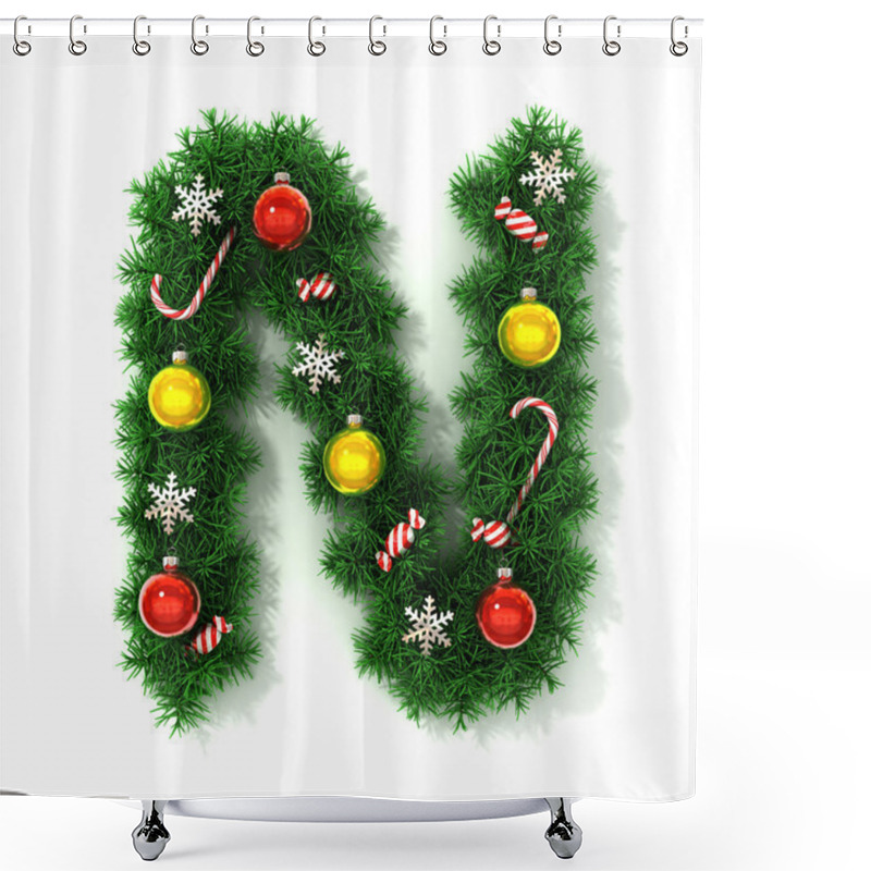 Personality  Christmas Font Letter N Shower Curtains