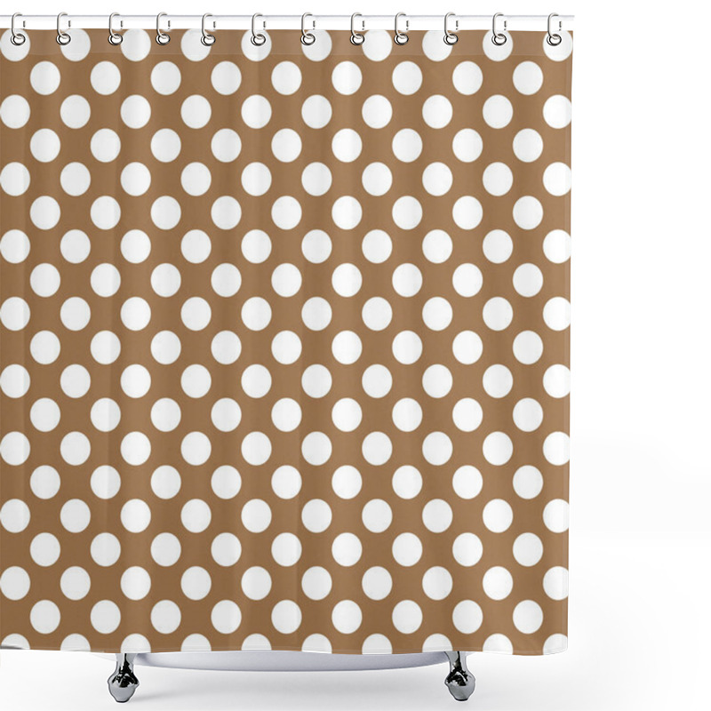 Personality  White Polka Dots Pattern On Brown Background Shower Curtains