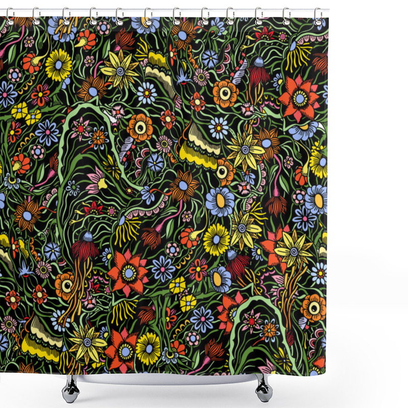 Personality  Pattern With Garden Flowers Shower Curtains