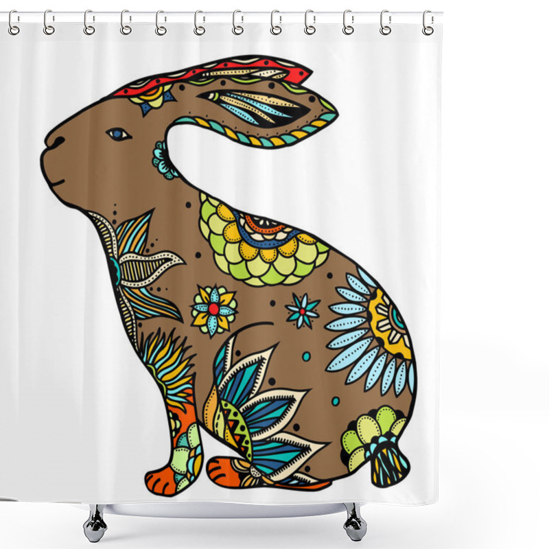 Personality  Doodle Rabbit Illustration Shower Curtains