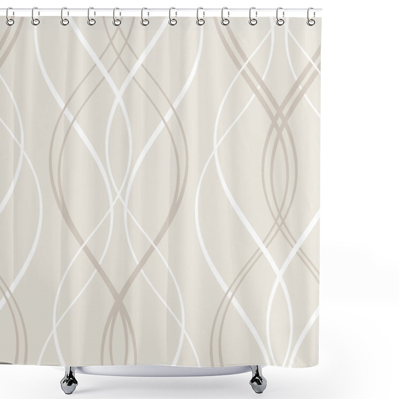 Personality  Abstract Seamless Geometric Pattern With Wavy Lines Shower Curtains