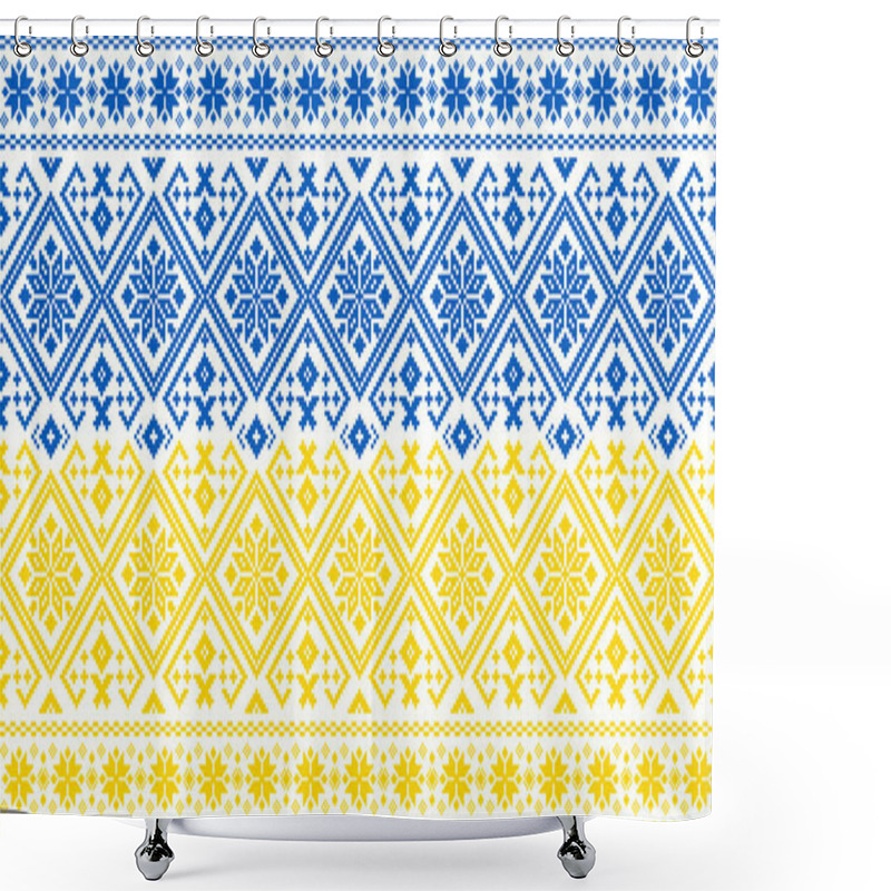 Personality  Embroidery Traditional Of Ukraine National Ornament.scandinavian Pattern. Norwegian Jacquard Shower Curtains