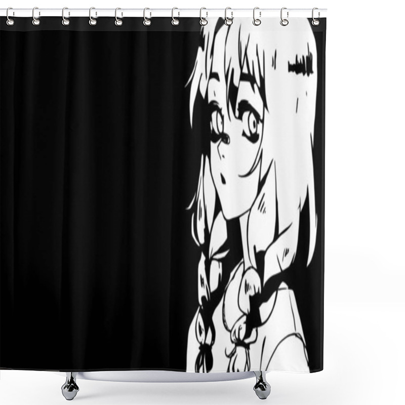 Personality  Anime Wallpapers Hd Black And White Anime Cute Girl / Transgender Manga Style Minimalism In High Resolution Desktop Background Shower Curtains