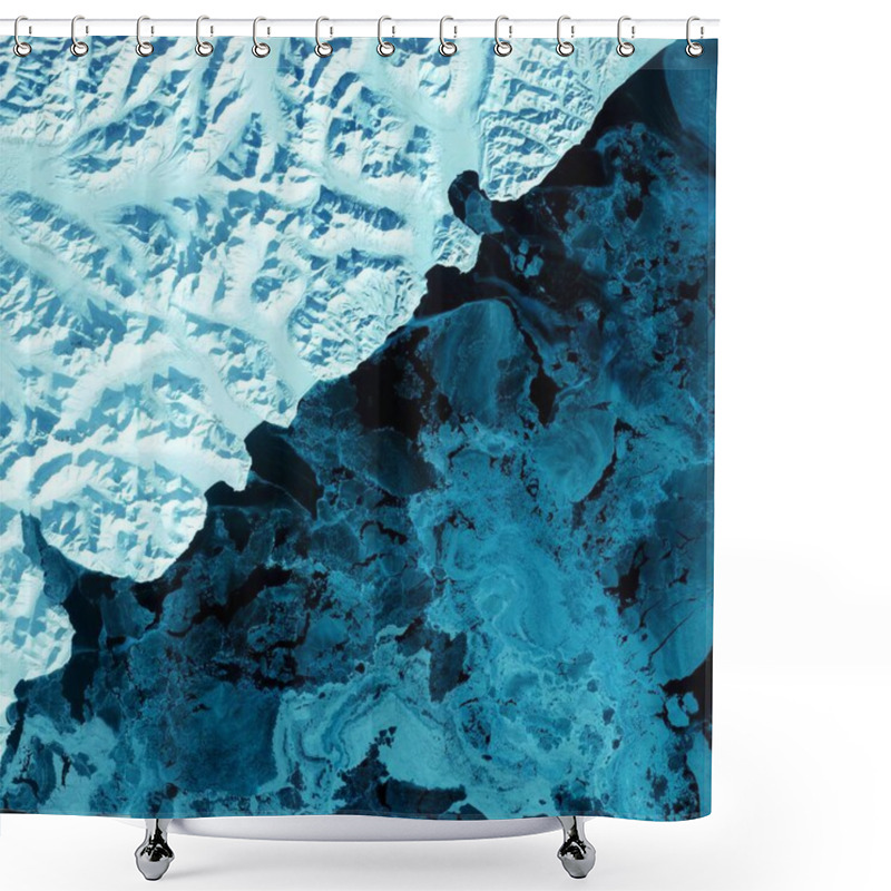 Personality  A Breathtaking Aerial View Of Contrasting Icy Terrain And Deep Ocean Waters. Shower Curtains