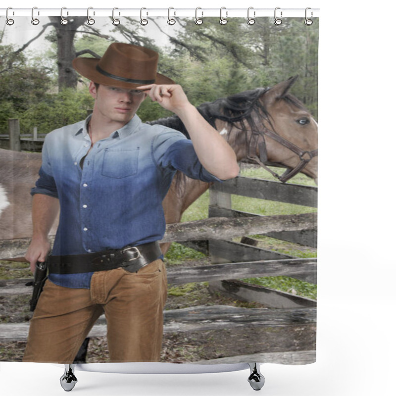 Personality  Handsome Cowboy Man Shower Curtains