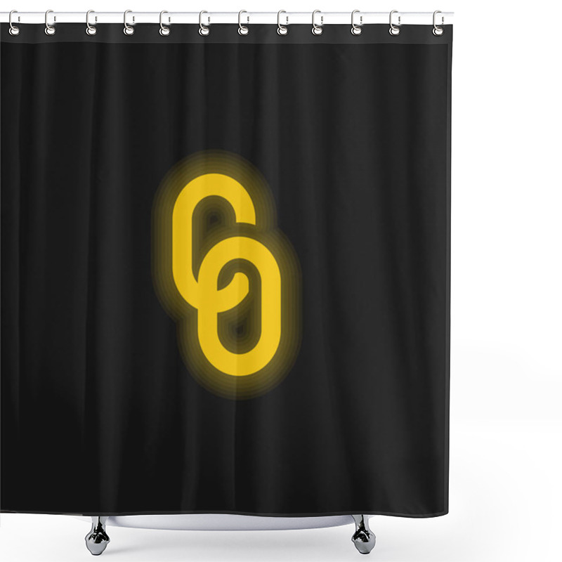 Personality  Big Chain Yellow Glowing Neon Icon Shower Curtains