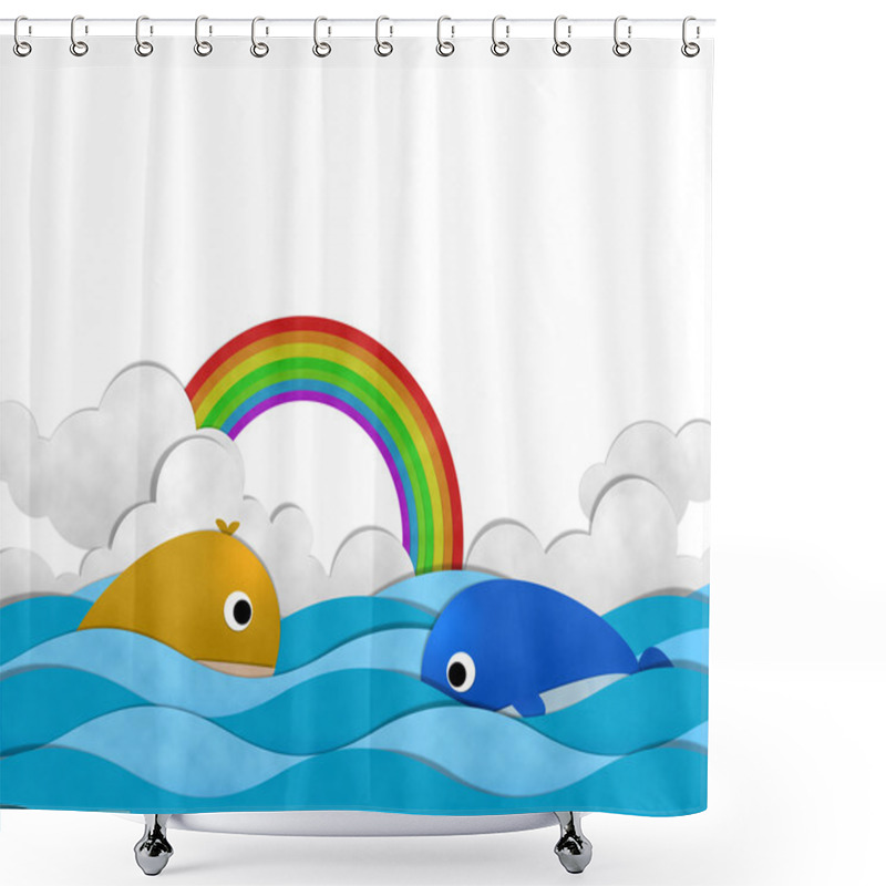 Personality  Whale And Sea Shower Curtains