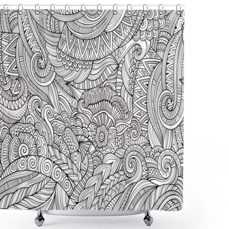 Personality  Abstract Sketchy Doodles Hand Drawn Ethnic Pattern Shower Curtains