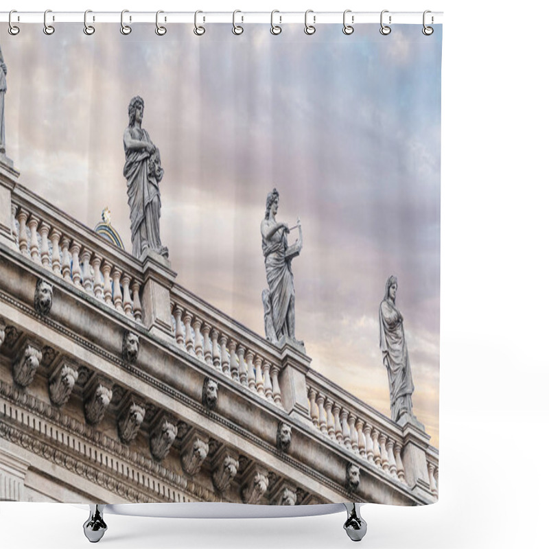 Personality  Architecture Detail Closeup On National Theater Roof In Prague Shower Curtains