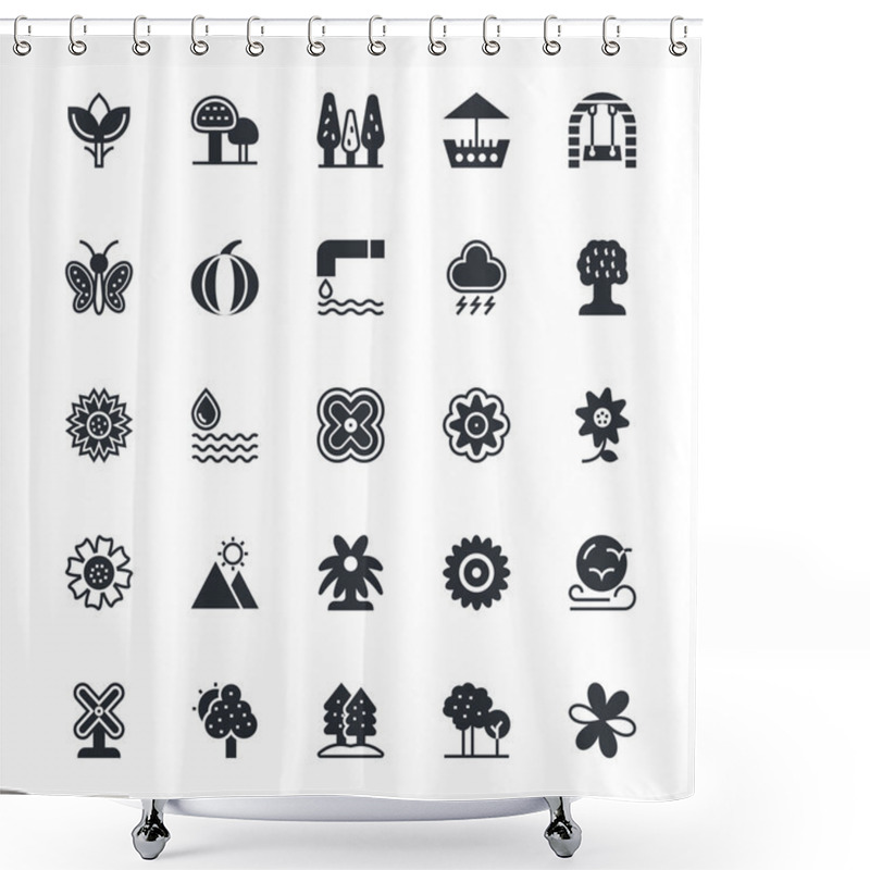 Personality  Nature, Park Vector Icons 3 Shower Curtains