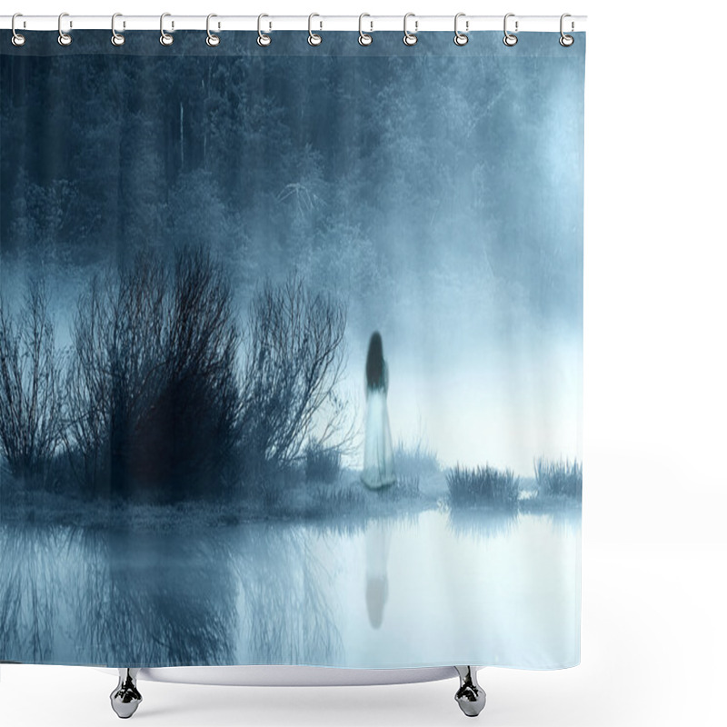 Personality  Mysterious Woman In The Mist Shower Curtains