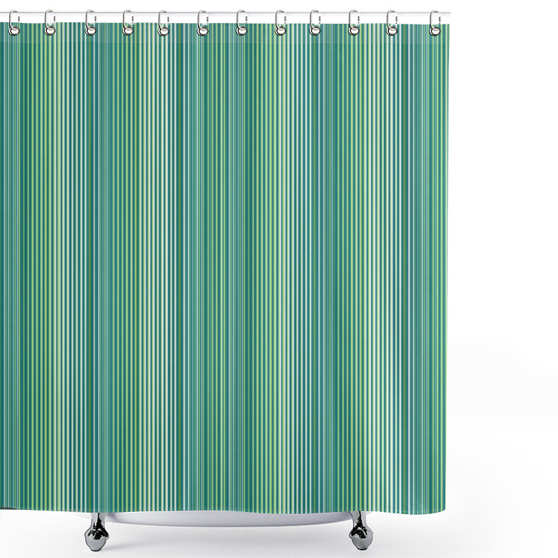 Personality  Abstrct Vertical Stripy Vector Seamless Pattern Of Cold Green Ti Shower Curtains