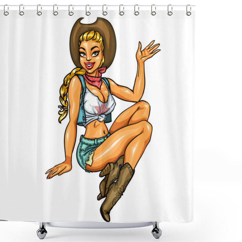 Personality  Pin Up Girl, Sexy Cowgirl Shower Curtains