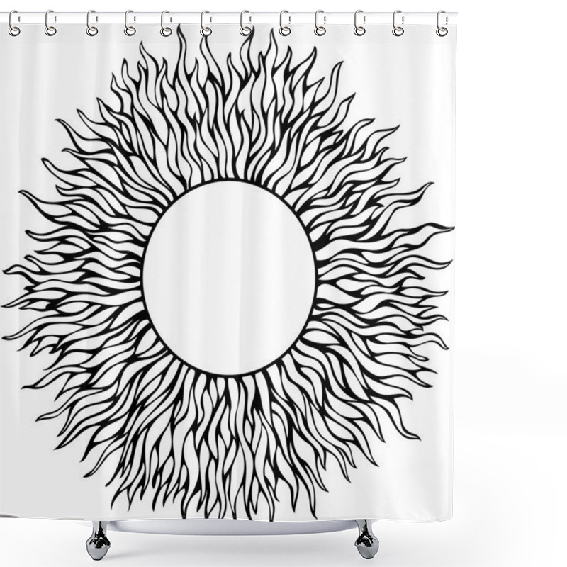 Personality  Black Hand-drawn Sun Shower Curtains