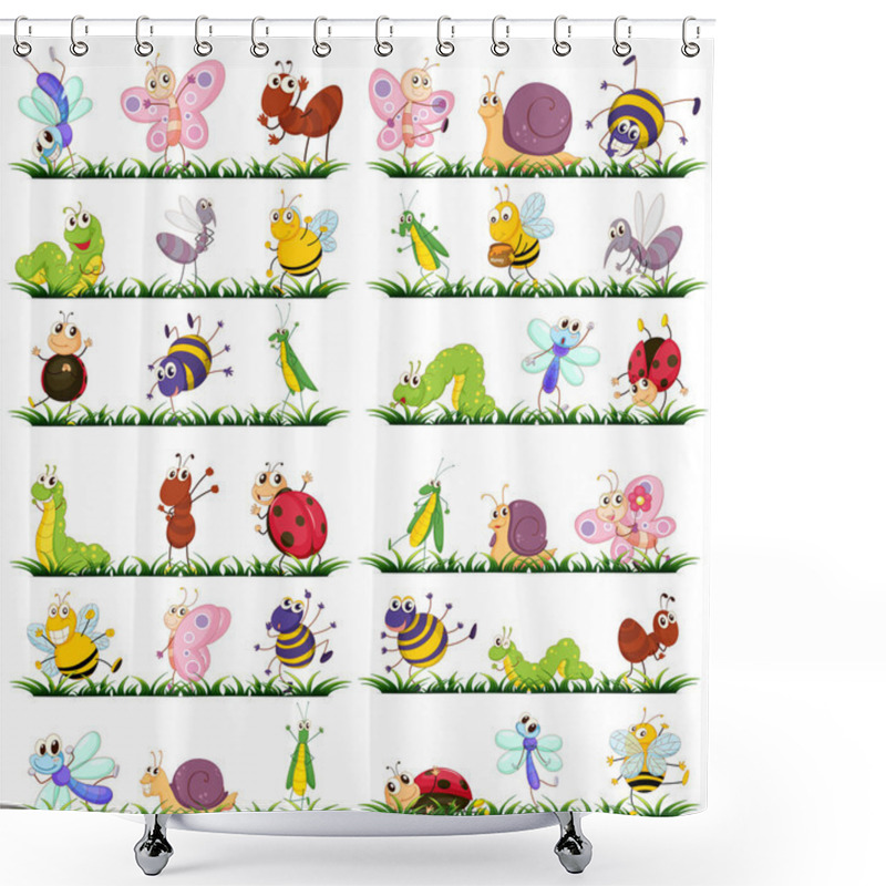 Personality  Different Kind Of Insects On Grass Shower Curtains