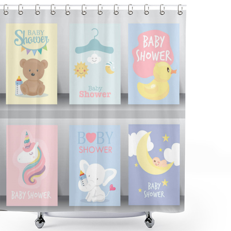 Personality  Cute Baby Shower Invitation. Vector Shower Curtains