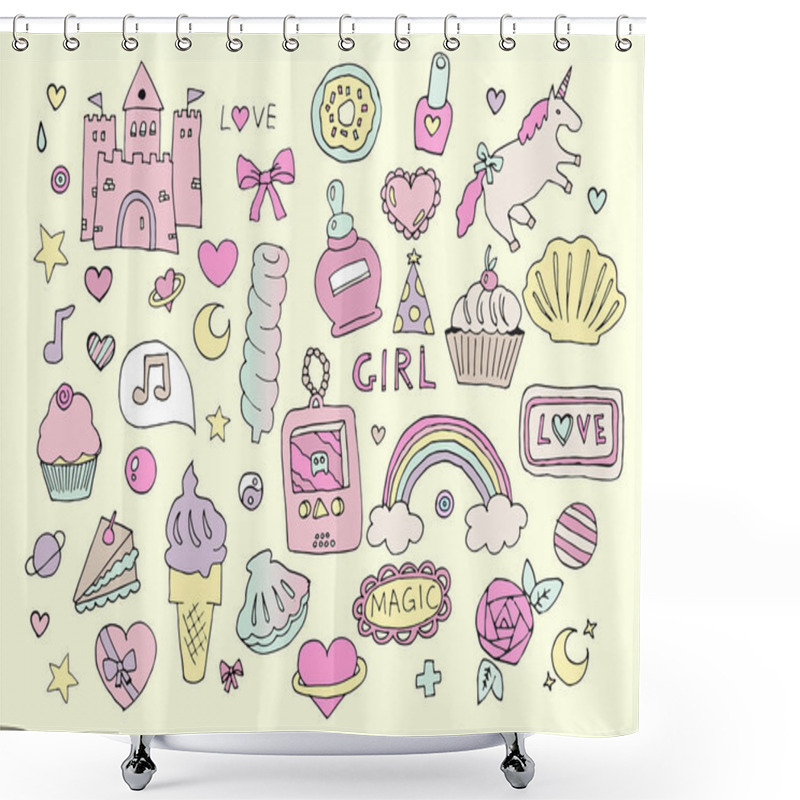 Personality  Fashion Girl Stickers Set Shower Curtains