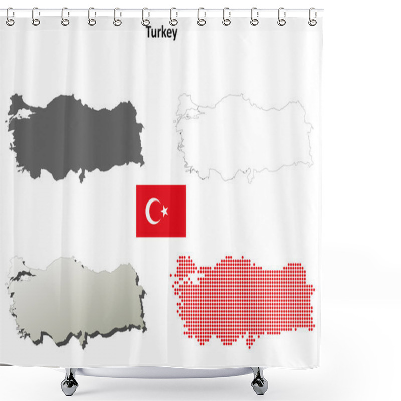 Personality  Turkey Outline Map Set Shower Curtains