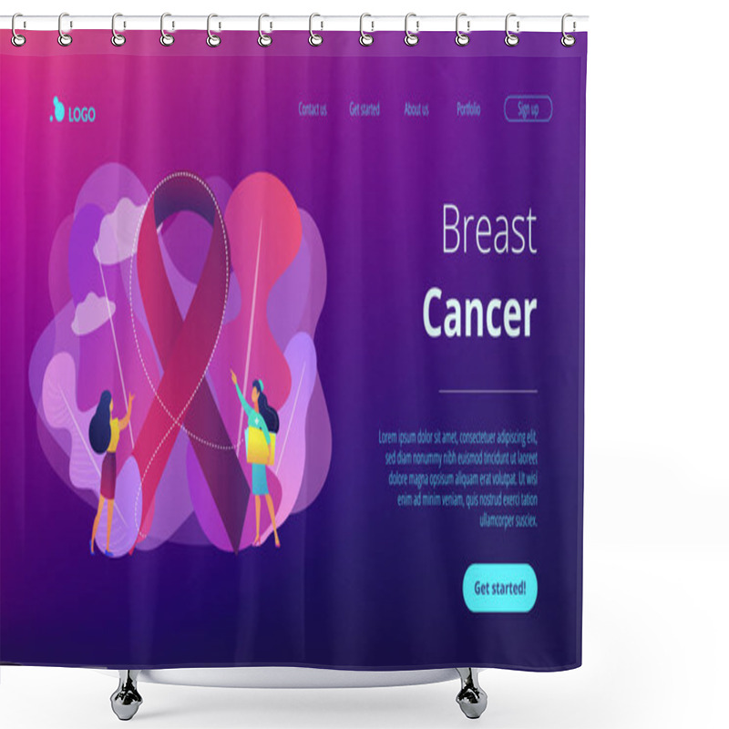 Personality  Breast Cancer Concept Landing Page. Shower Curtains