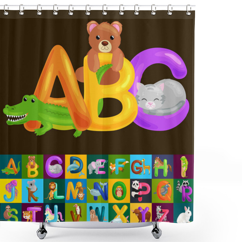 Personality  Abc Animal Letters For School Or Kindergarten Children Alphabet Education Isolated Shower Curtains