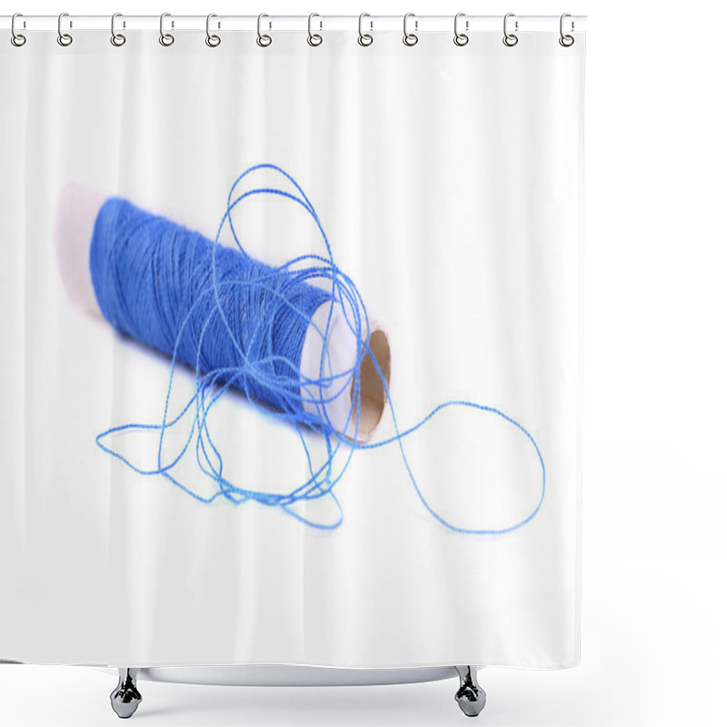 Personality  Blue Sewing Thread Shower Curtains