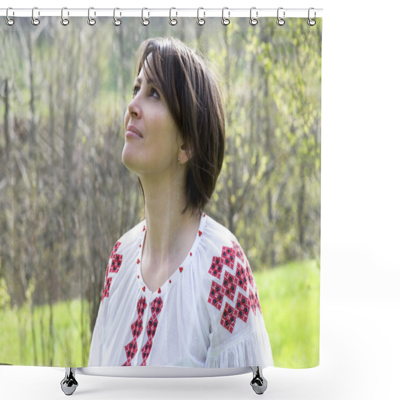 Personality  Ukrainian Woman In Traditional Dress Shower Curtains