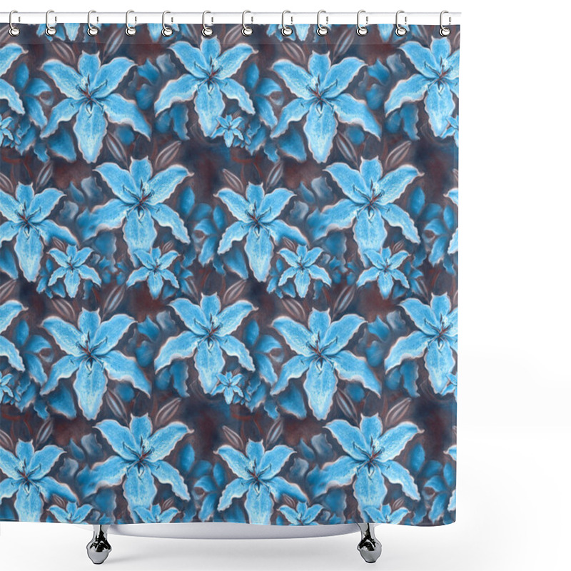 Personality  Decorative Composition - Lilies, Flowers And Buds. Seamless Pattern.  Shower Curtains