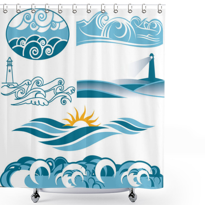 Personality  Rolling Blue Seas Shower Curtains