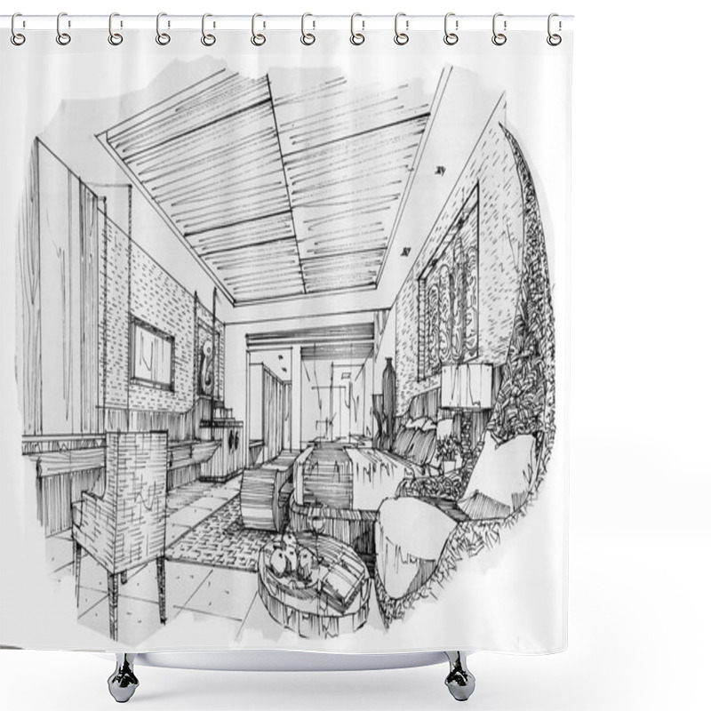 Personality  Sketch Interior Perspective  Shower Curtains