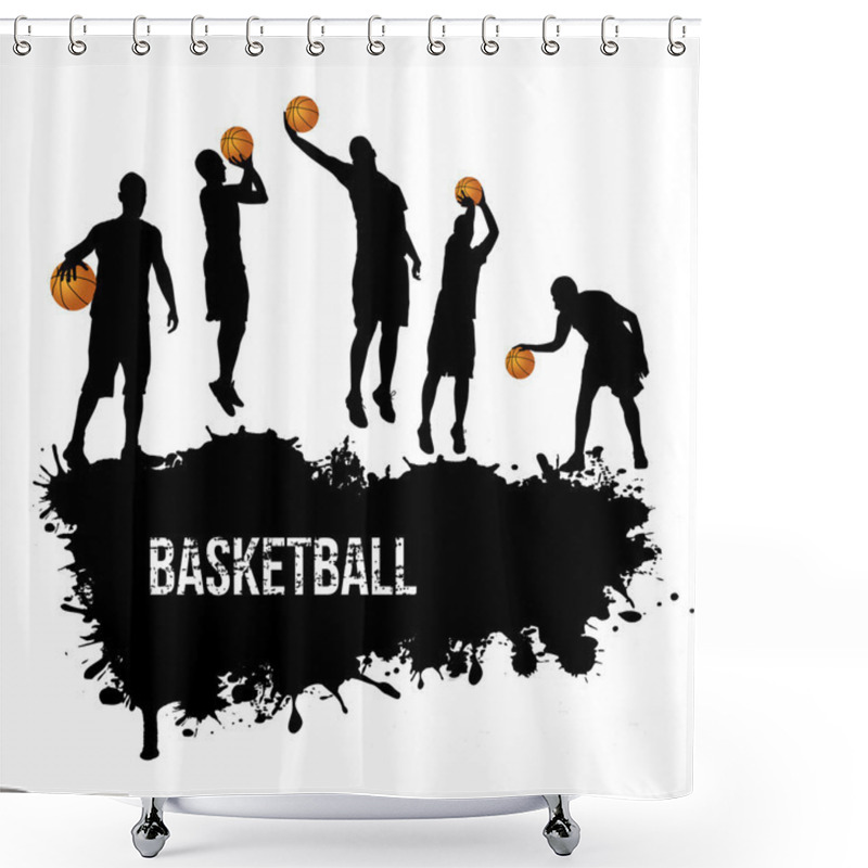 Personality  Grunge Basketball Poster Shower Curtains