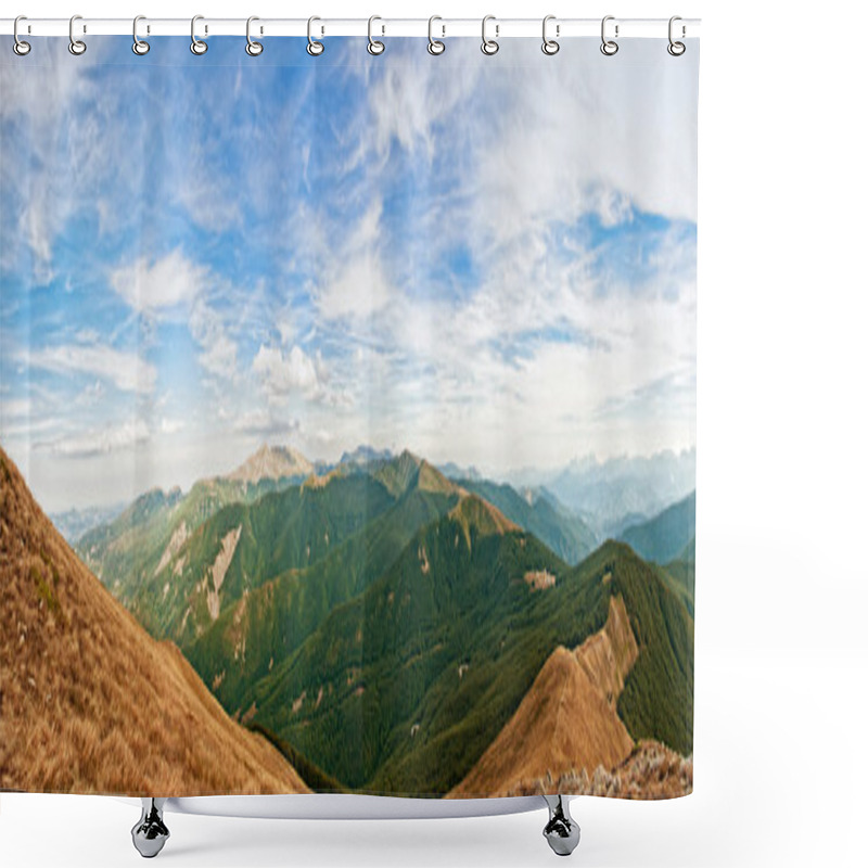 Personality  Panoramic View Of Appennino Reggiano In The North Of Italy Shower Curtains