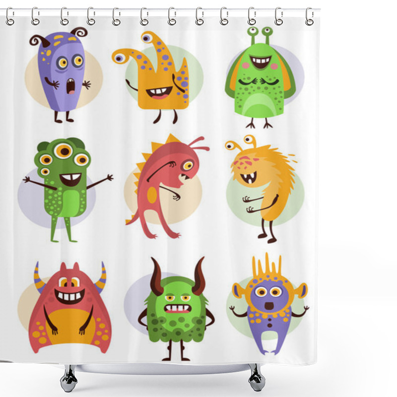 Personality  Colourful Emotional Cartoon Monsters, Vector Illustration Collection Shower Curtains