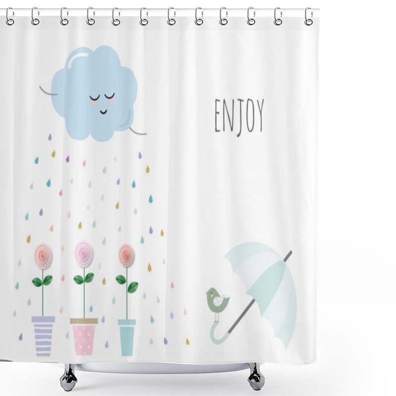 Personality  Inspirational Card With Cute Cartoons. Shower Curtains